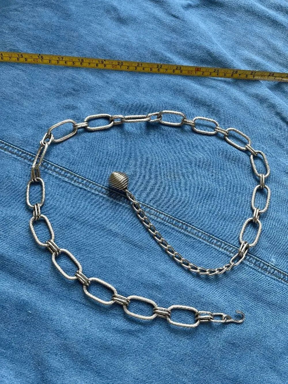 VTG Gold Chain Belt Ball Tassel Adjustable Statement Disco Boho Y2K 39"